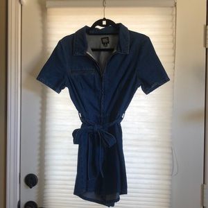 Jean zip up romper